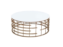 ronde salontafel goud wit glas 110 cm