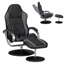 sportieve fauteuil & hocker zwart grijs