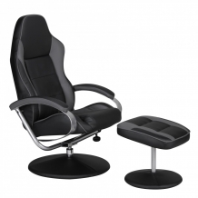 sportieve fauteuil & hocker zwart grijs