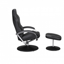 sportieve fauteuil & hocker zwart grijs