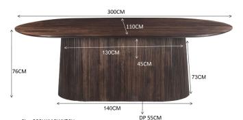 ovale japandi eettafel walnoot 300 cm