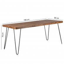 Afmetingen sheesham eettafel 180 cm