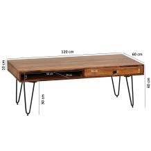 sheesham salontafel met lade 110 cm