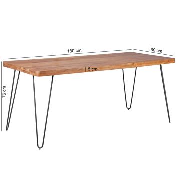 Hoek sheesham eettafel 180 cm