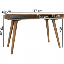 bureau sheesham zwart 117 cm