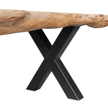 boomstam tafel met kruispoten 200 cm