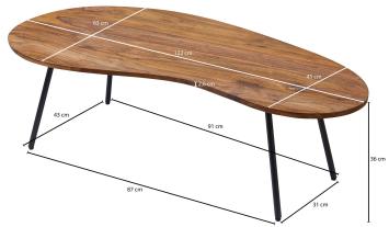 sheesham salontafel niervorm 122 cm