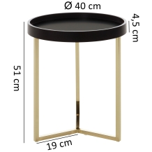 ronde bijzettafel zwart goud 40 cm