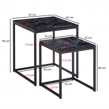 bijzettafel set zwart marmerlook