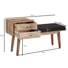 Zitbank mango zwart 120 cm