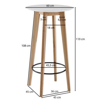 ronde statafel wit eiken 60 cm