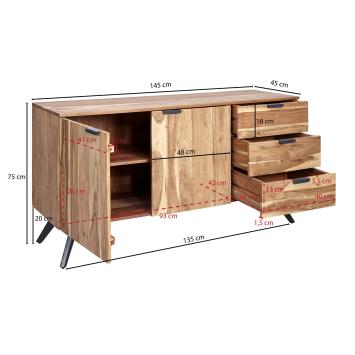 dressoir acacia bruin 145 cm