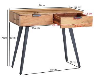 sidetable acacia metaal 90 cm