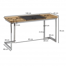 bureau eikenlook zilver 140 cm