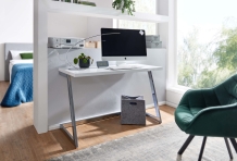 bureau hoogglans wit zilver 120 cm