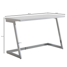 bureau hoogglans wit zilver 120 cm