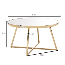 ronde salontafel goudkleur spiegelglas