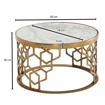 ronde salontafel marmer goud 60 cm