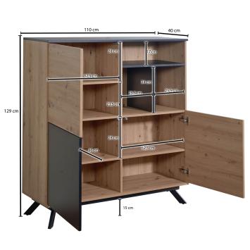 highboard eiken zwart 3 drs