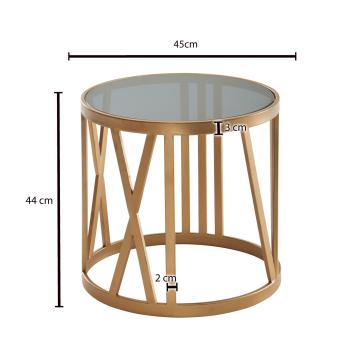 Bijzettafel goud met zwart glas 45 cm