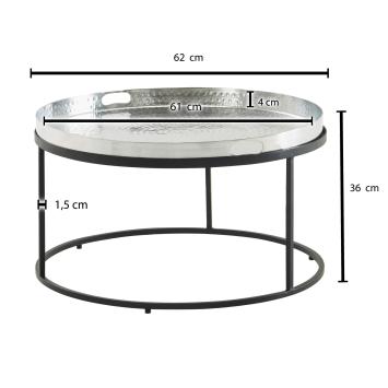 ronde salontafel zilver 62 cm